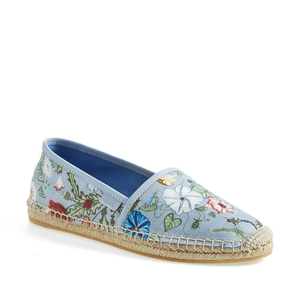 Gucci Floral Embroidered Espadrilles - Light Blue 36.5